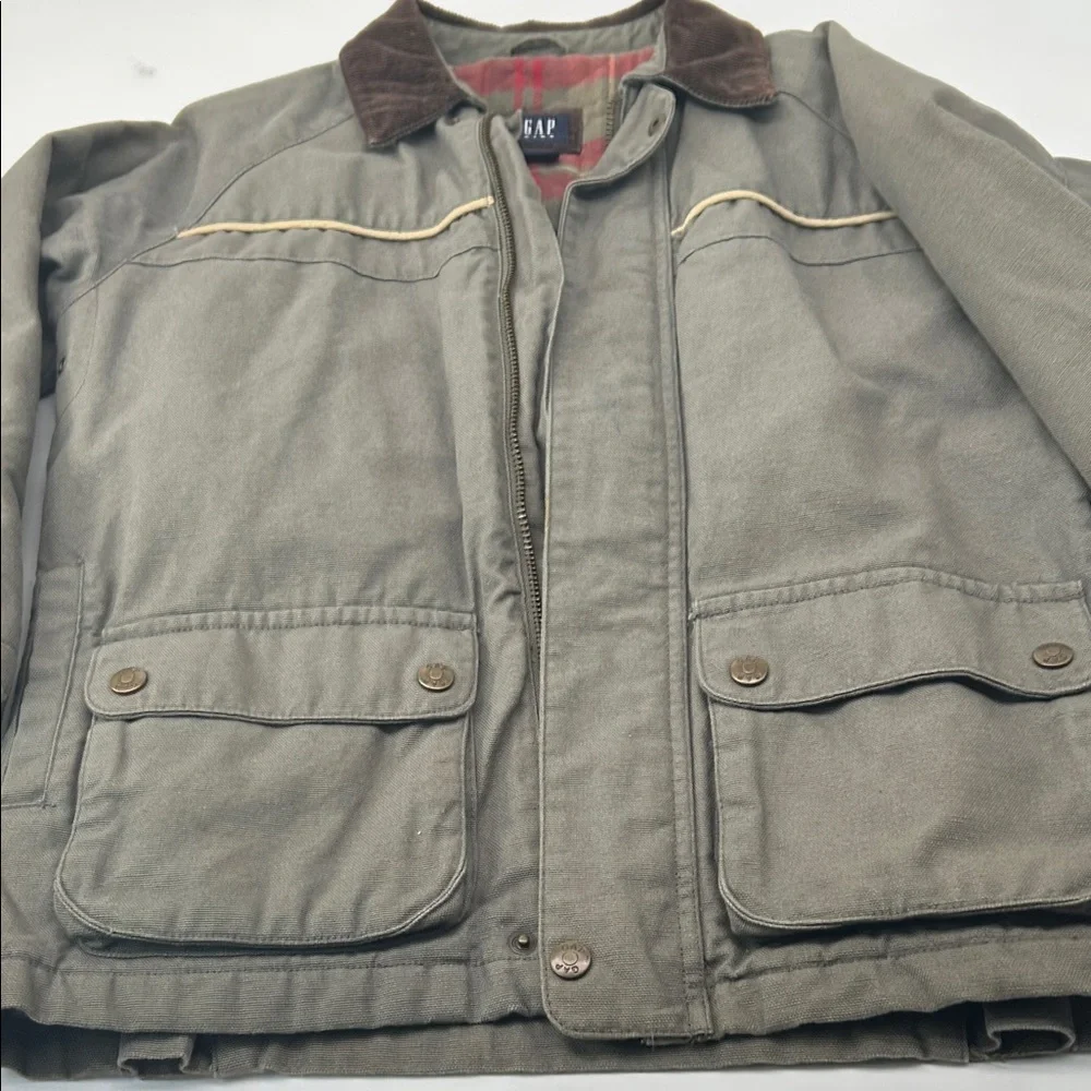 GAP Kids Gray Military Jacket with Brown Collar